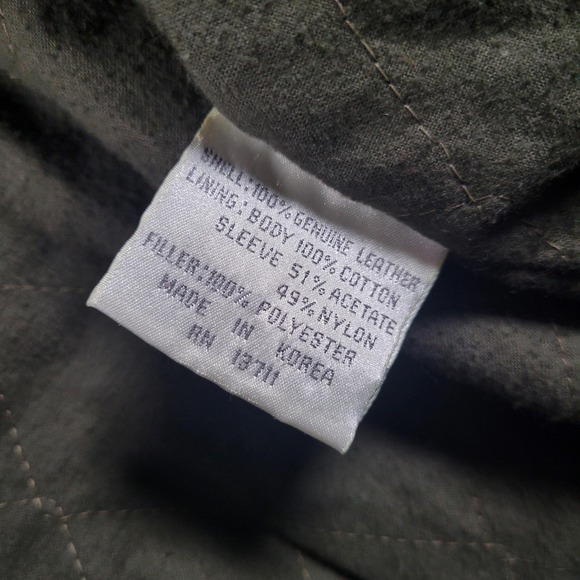 Vtg John Ashford Jacket Men Medium Brown Leather Bomber Quilted Lined Korea READ - Picture 7 of 8